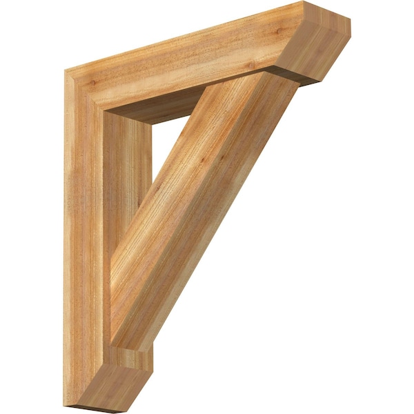 Ekena Millwork Traditional Slat Rough Sawn Bracket w/ Offset Brace, Western Red Cedar, 8"W x 34"D x 38"H BKT0806X34X38TRA06RWR - main